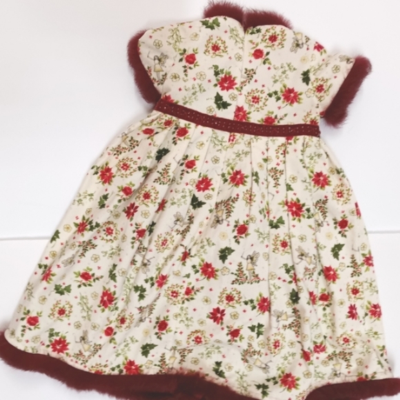Trish Scully Child Velvet Dress with Red Fur, Sequin & Bead Trim 24 Months - Picture 3 of 15